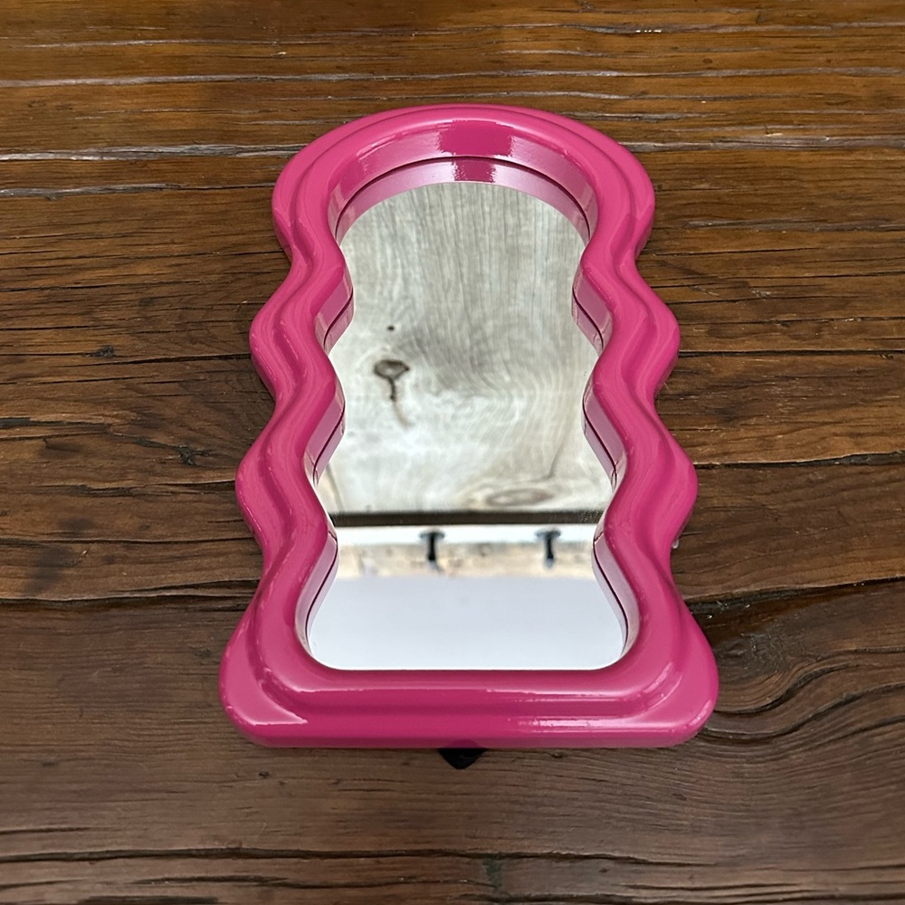 Scalloped Mirror in Hot Pink Wall Hanging or Tabletop - Picture 7 of 13
